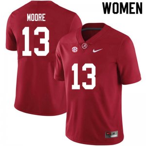 NCAA Women's Alabama Crimson Tide #13 Malachi Moore Stitched College 2020 Nike Authentic Crimson Football Jersey FA17H70DC